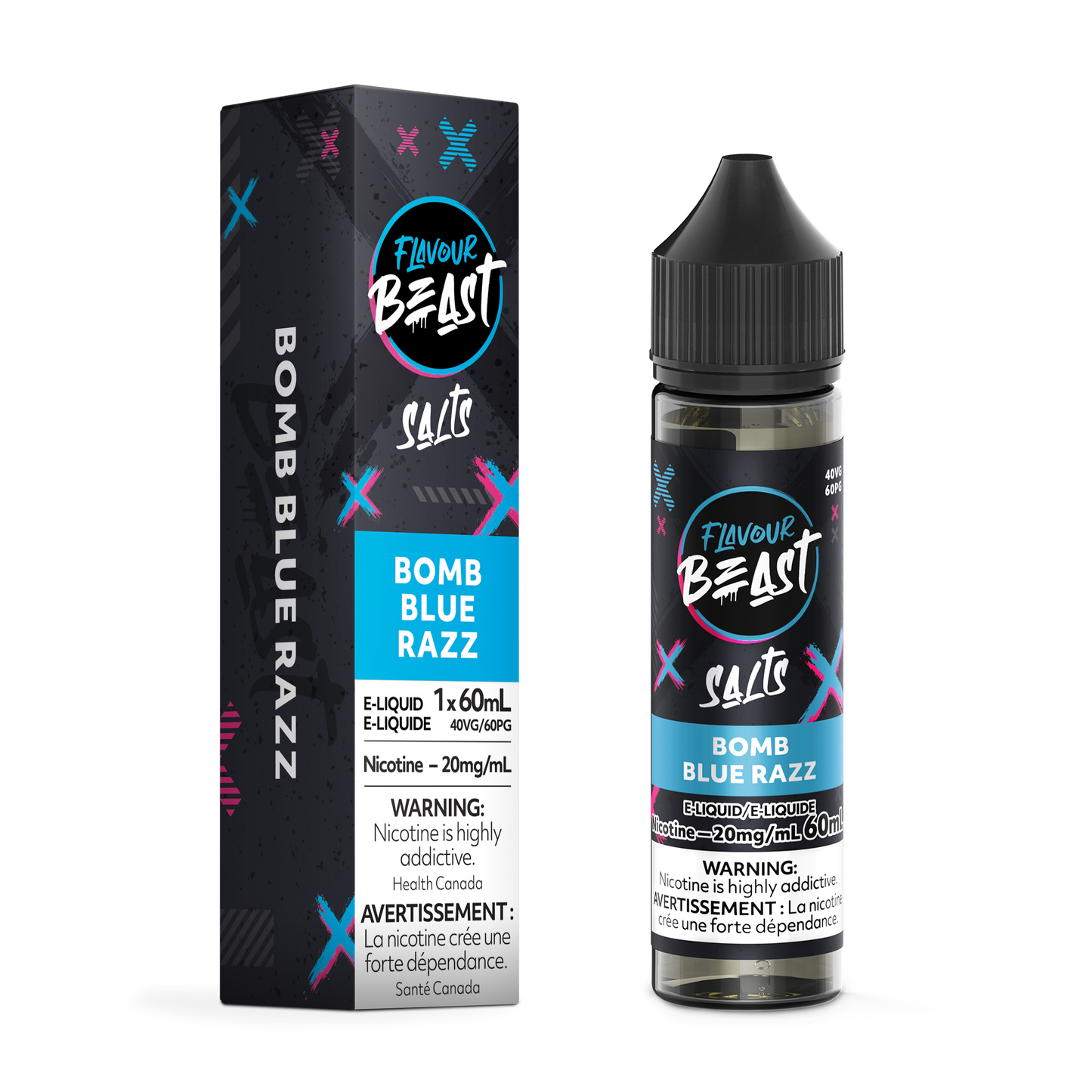 Flavour Beast E-Liquid - Bomb Blue Razz 20MG - ONTARIO (60ML Salts)