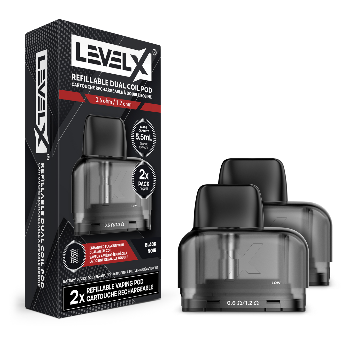Level X - Refillable Dual Coil Pod 5.5mL (2 PACK)